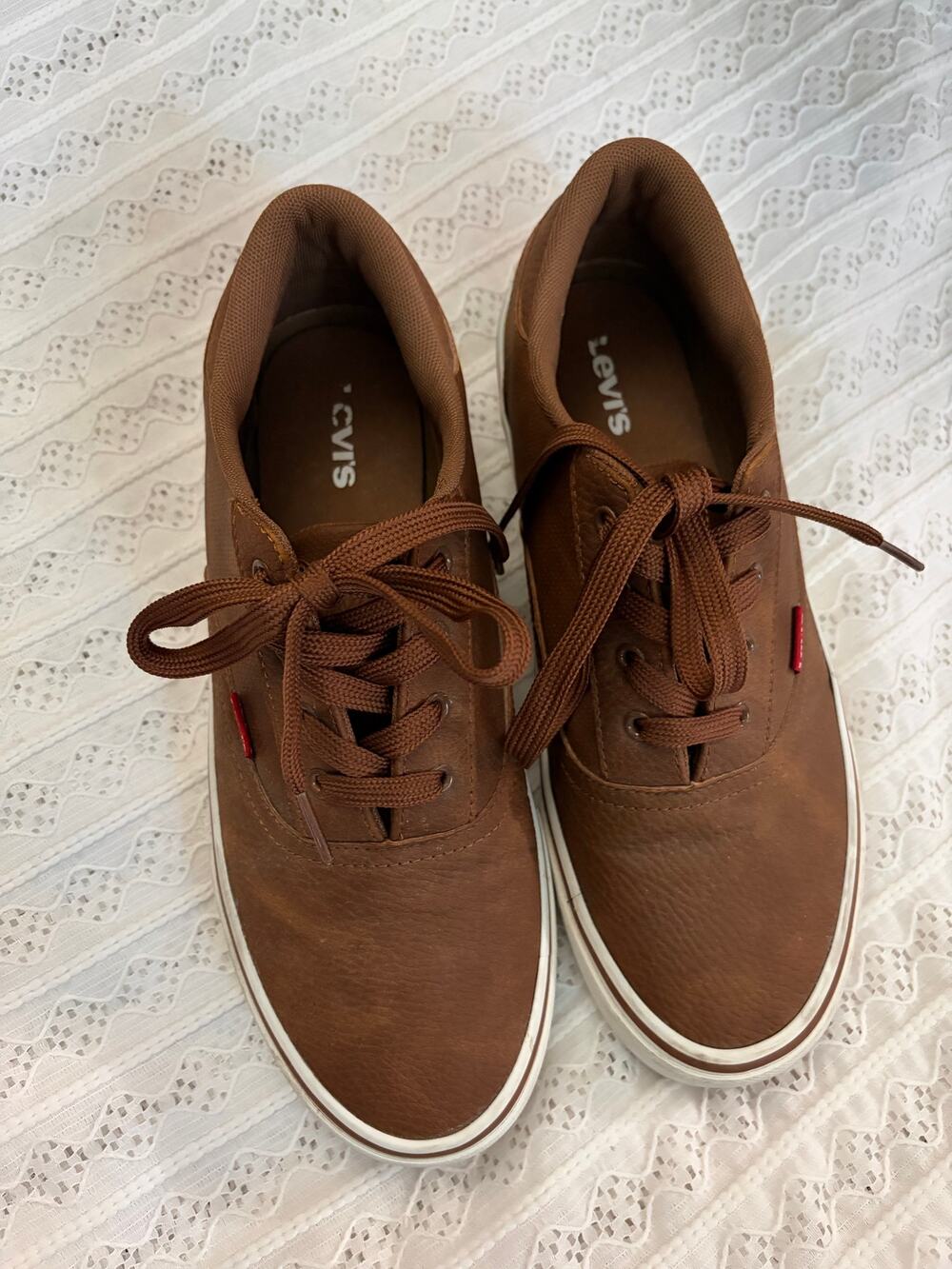 Levi's Men's Brown Faux Leather Lace‎ Up Sneakers Casual Shoes Size 9.5